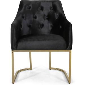Christopher Knight Home Fern Modern Tufted Glam Accent Chair with Velvet Cushions and U-Shaped Base, Teal Finish, Black, Rose Gold 26D x 26W x 34H in(Black  Gold)