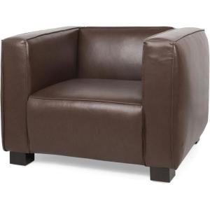 Christopher Knight Home Goyette Contemporary Faux Leather Club Chair, Midnight Black and Dark Walnut(Dark Brown + Dark Walnut)