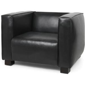 Christopher Knight Home Goyette Contemporary Faux Leather Club Chair, Midnight Black and Dark Walnut(Midnight Black + Dark Walnut)