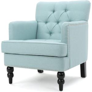 Christopher Knight Home Malone Fabric Club Chair, Light Blue 29.5D x 28W x 33.5H Inch