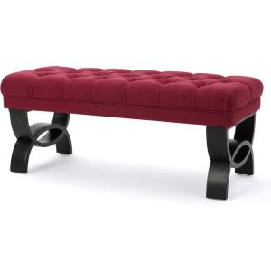 Christopher Knight Home Scarlett Tufted Fabric Ottoman Bench, Deep Red