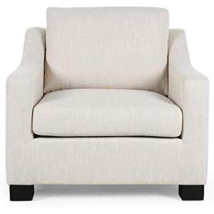 Christopher Knight Home Wesley Contemporary Fabric Club Chair, Beige, Dark Brown 33.5D x 33.75W x 32H Inch(Beige  Dark Brown)