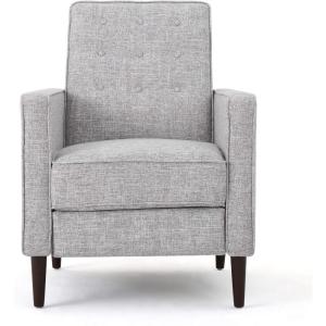 GDFStudio Marston Mid Century Modern Fabric Recliner (Set of 2) (Cream)(Light Grey Tweed)