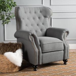 GDFStudio Waldo Tufted Wingback Recliner Chair(Plum)(Charcoal)