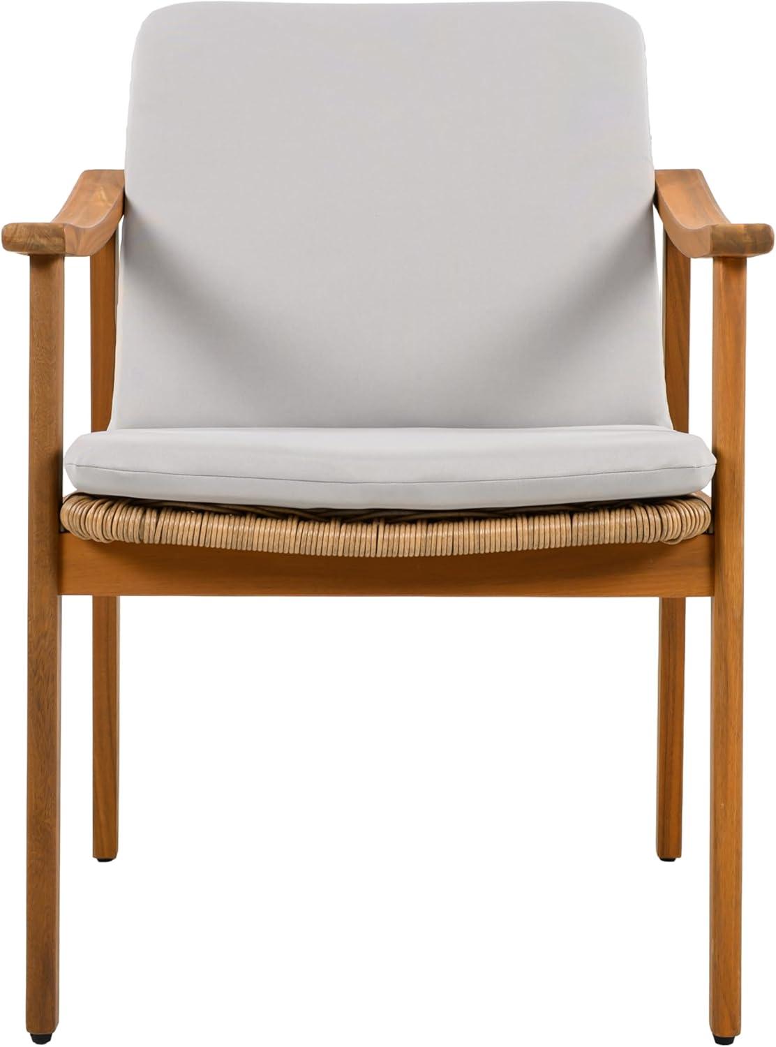 image:imageChristopher Knight Home Kiara Set of 2 Outdoor Dining Chairs Acacia Wood Patio Dining Room Chair with Waterproof Cushions PE Wicker Accent Chair Set Comfy Poolside Kitchen Chairs Teak GreyTeak Grey
