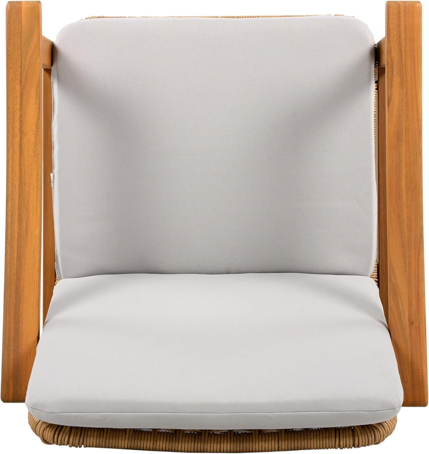 image:imageChristopher Knight Home Kiara Set of 2 Outdoor Dining Chairs Acacia Wood Patio Dining Room Chair with Waterproof Cushions PE Wicker Accent Chair Set Comfy Poolside Kitchen Chairs Teak GreyTeak Grey