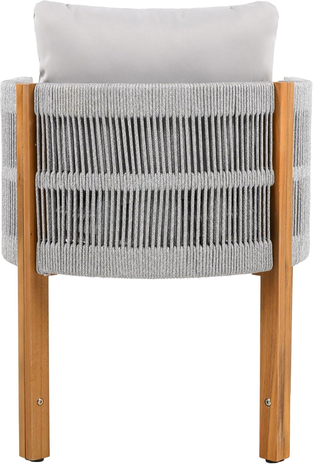 image:imageChristopher Knight Home Levi Set of 2 Outdoor Dining Chairs Acacia Wood Patio Dining Room Chair with Waterproof Cushions RopeWrapped Accents Comfy Poolside Kitchen Chairs Teak GreyTeak Grey
