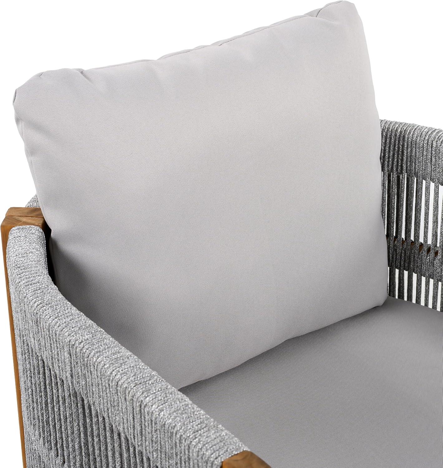 image:imageChristopher Knight Home Levi Set of 2 Outdoor Dining Chairs Acacia Wood Patio Dining Room Chair with Waterproof Cushions RopeWrapped Accents Comfy Poolside Kitchen Chairs Teak GreyTeak Grey