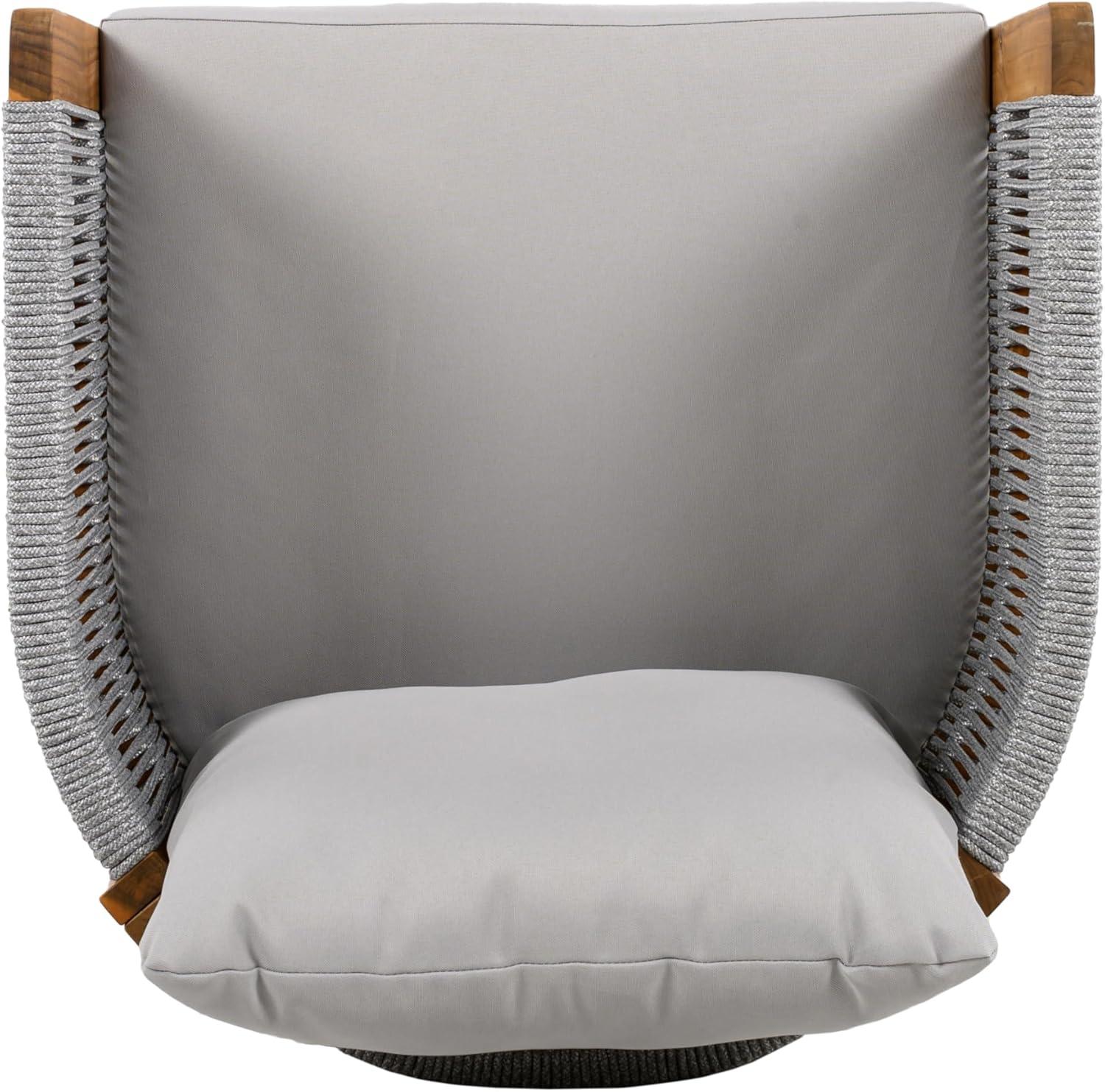 image:imageChristopher Knight Home Levi Set of 2 Outdoor Dining Chairs Acacia Wood Patio Dining Room Chair with Waterproof Cushions RopeWrapped Accents Comfy Poolside Kitchen Chairs Teak GreyTeak Grey
