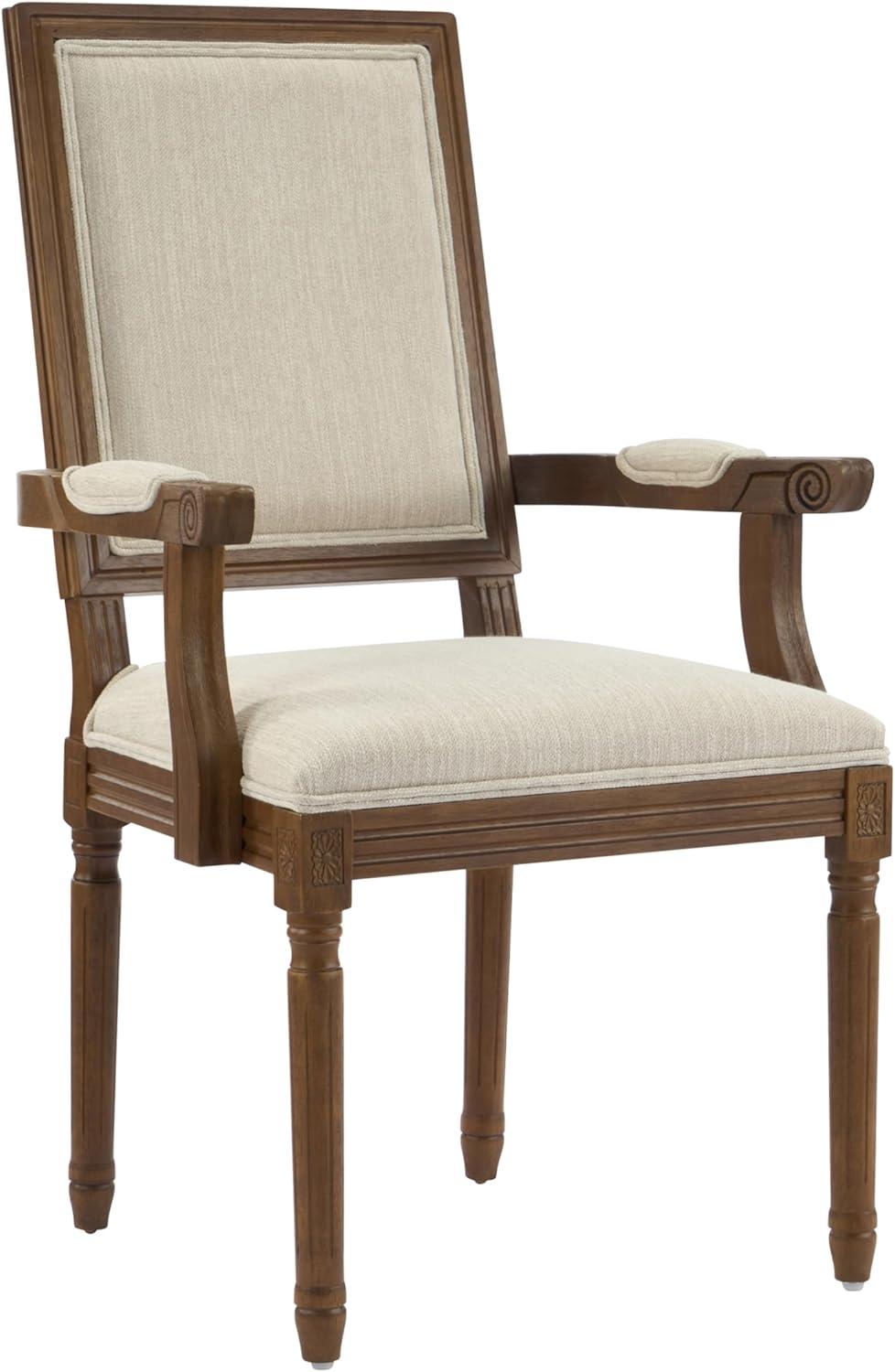 image:imageChristopher Knight Home Maria French Country Dining Chair Set of 2 Fabric Upholstered Dining Chair Set Wooden Upholstered Kitchen Armchair High Back Dining Room Chair BeigeNatural