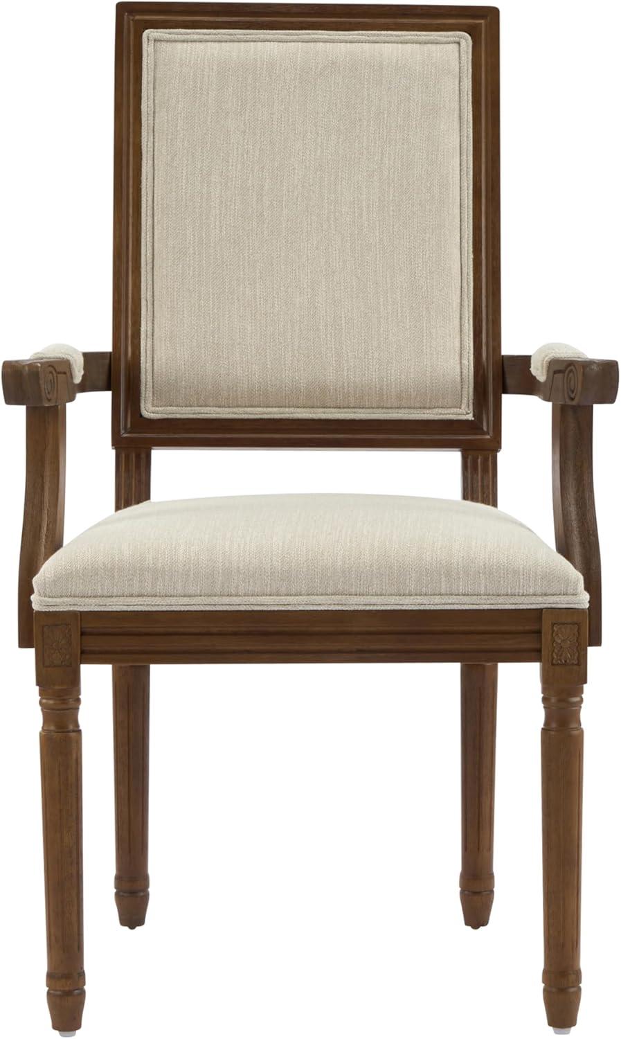 image:imageChristopher Knight Home Maria French Country Dining Chair Set of 2 Fabric Upholstered Dining Chair Set Wooden Upholstered Kitchen Armchair High Back Dining Room Chair BeigeNatural