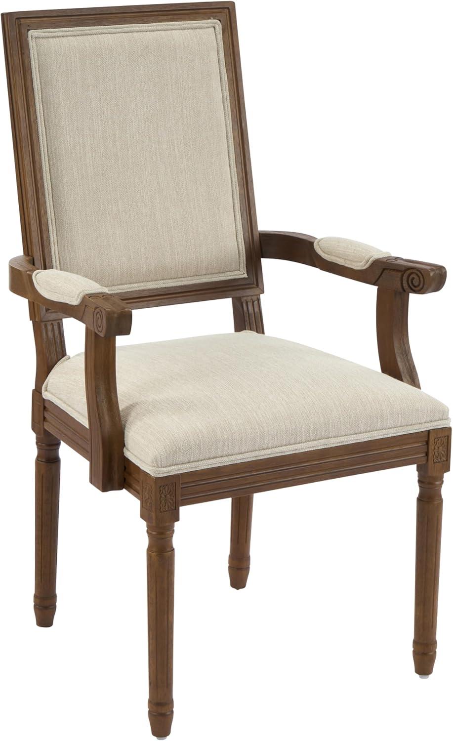 image:imageChristopher Knight Home Maria French Country Dining Chair Set of 2 Fabric Upholstered Dining Chair Set Wooden Upholstered Kitchen Armchair High Back Dining Room Chair BeigeNatural