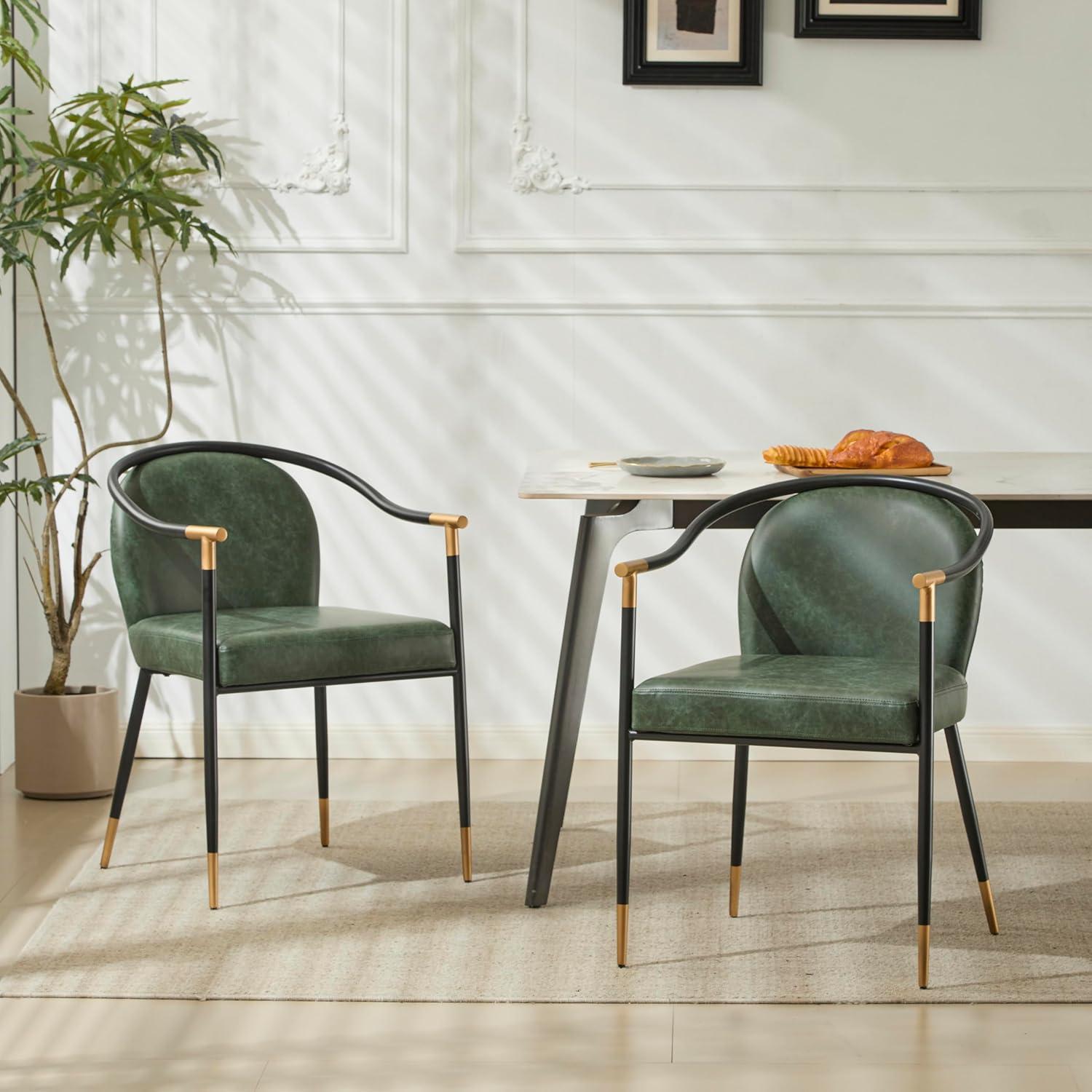 image:imageChristopher Knight Home Paula Dining Chairs Set of 2 Modern Dining Chair with Fabric Upholstery Durable Iron Frame Kitchen Chairs with Armrest Extra Seat for Dining Room Black GreyBlack Green