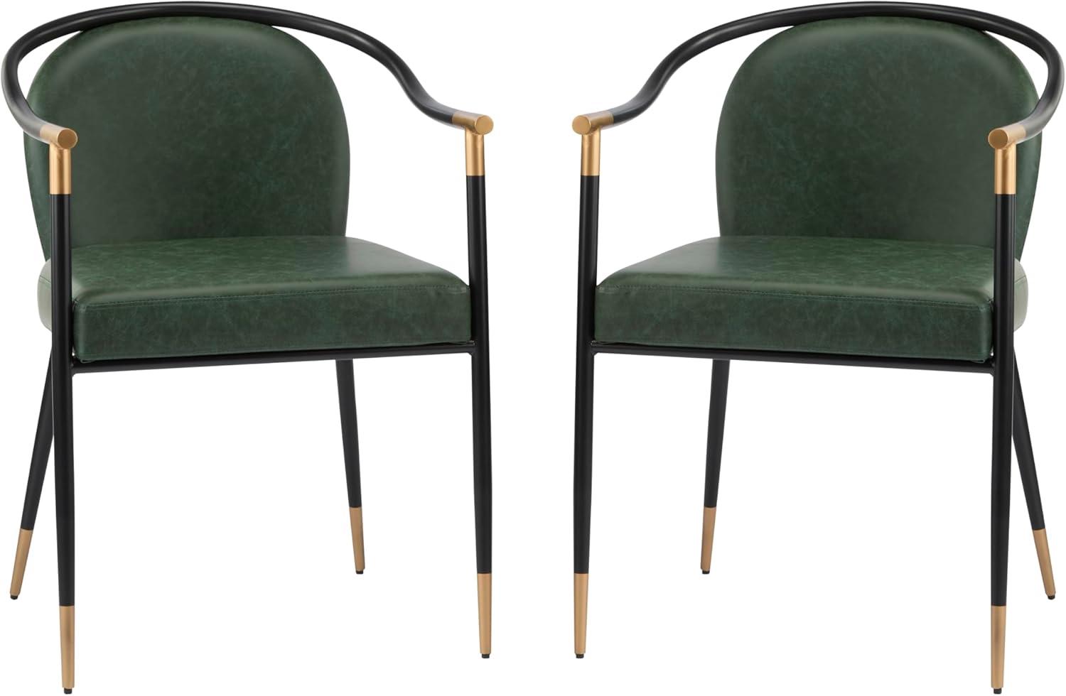 image:imageChristopher Knight Home Paula Dining Chairs Set of 2 Modern Dining Chair with Fabric Upholstery Durable Iron Frame Kitchen Chairs with Armrest Extra Seat for Dining Room Black GreyBlack Green