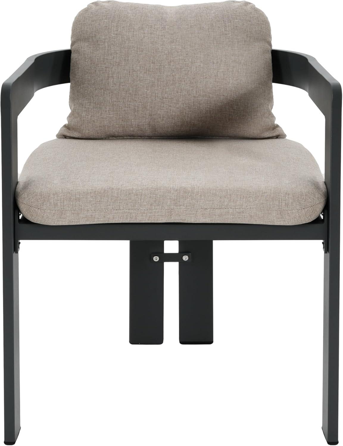 image:imageChristopher Knight Home Pula Patio Dining Chairs Set of 2 Aluminum Outdoor Dining Room Chair Set with Removable Seat and Back Cushion Metal Barrel Chair for Poolside Outdoor Dinner BlackGrayBlackbeige