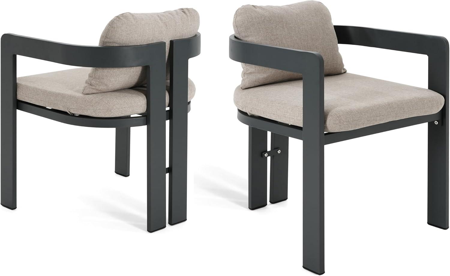 image:imageChristopher Knight Home Pula Patio Dining Chairs Set of 2 Aluminum Outdoor Dining Room Chair Set with Removable Seat and Back Cushion Metal Barrel Chair for Poolside Outdoor Dinner BlackGrayBlackbeige