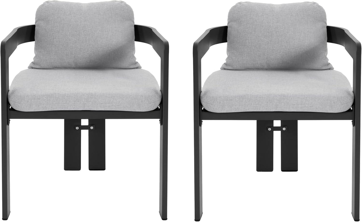 image:imageChristopher Knight Home Pula Patio Dining Chairs Set of 2 Aluminum Outdoor Dining Room Chair Set with Removable Seat and Back Cushion Metal Barrel Chair for Poolside Outdoor Dinner BlackGrayBlackgray