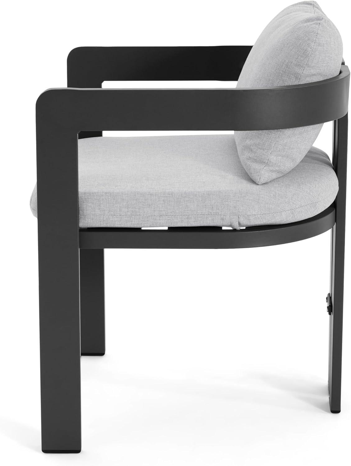image:imageChristopher Knight Home Pula Patio Dining Chairs Set of 2 Aluminum Outdoor Dining Room Chair Set with Removable Seat and Back Cushion Metal Barrel Chair for Poolside Outdoor Dinner BlackGrayBlackgray