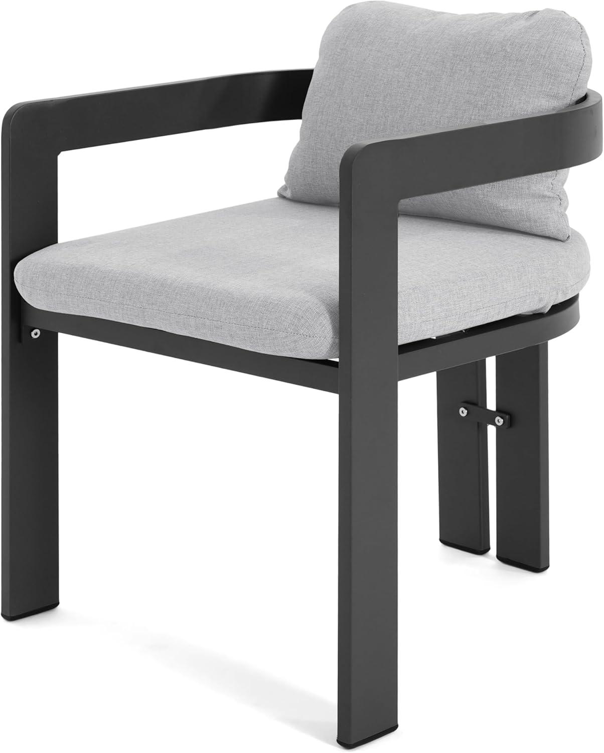 image:imageChristopher Knight Home Pula Patio Dining Chairs Set of 2 Aluminum Outdoor Dining Room Chair Set with Removable Seat and Back Cushion Metal Barrel Chair for Poolside Outdoor Dinner BlackGrayBlackgray