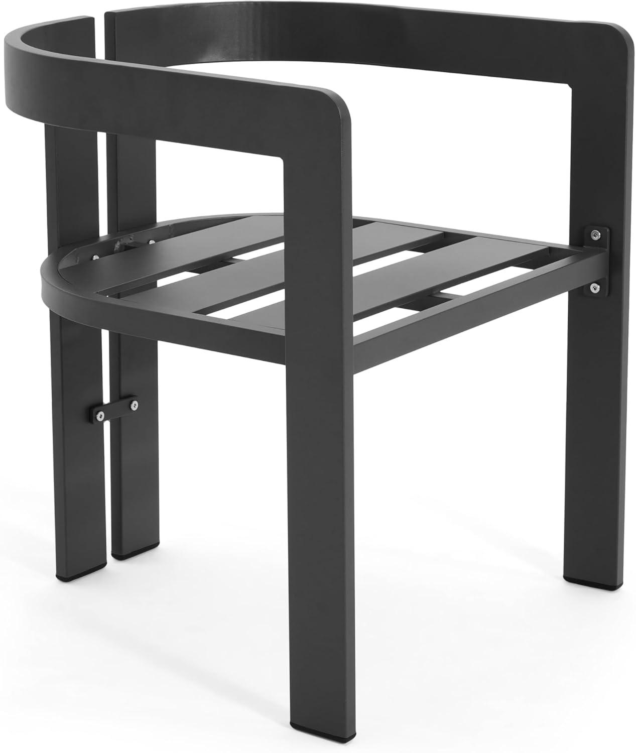 image:imageChristopher Knight Home Pula Patio Dining Chairs Set of 2 Aluminum Outdoor Dining Room Chair Set with Removable Seat and Back Cushion Metal Barrel Chair for Poolside Outdoor Dinner BlackGrayBlackgray