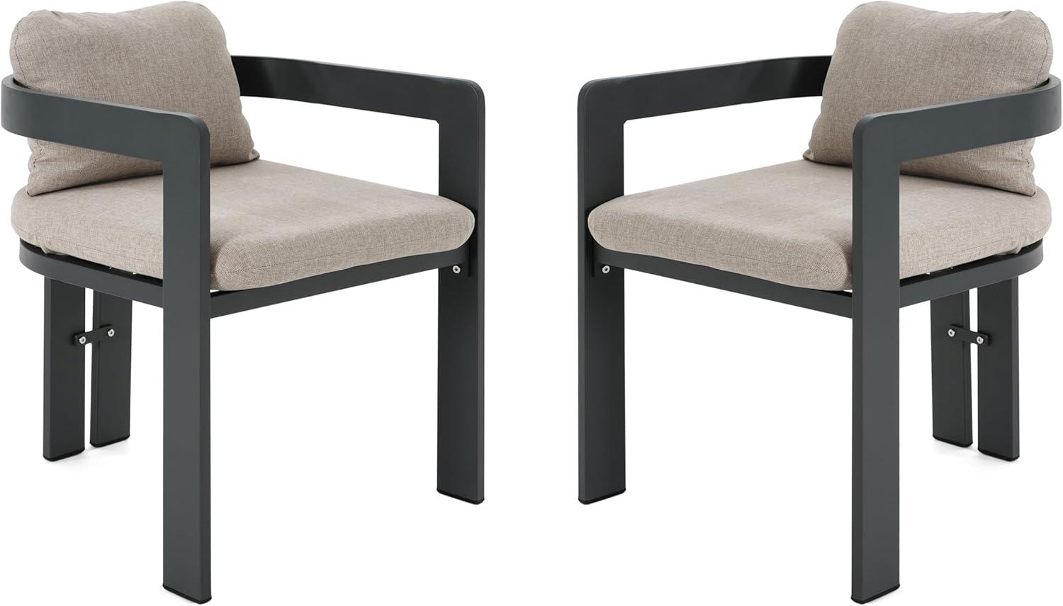 image:imageChristopher Knight Home Pula Patio Dining Chairs Set of 2 Aluminum Outdoor Dining Room Chair Set with Removable Seat and Back Cushion Metal Barrel Chair for Poolside Outdoor Dinner BlackGrayBlackbeige