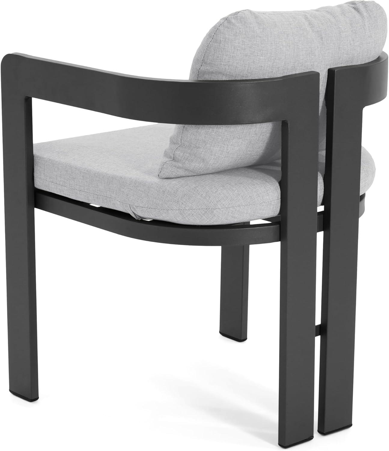 image:imageChristopher Knight Home Pula Patio Dining Chairs Set of 2 Aluminum Outdoor Dining Room Chair Set with Removable Seat and Back Cushion Metal Barrel Chair for Poolside Outdoor Dinner BlackGrayBlackgray