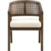 Christopher Knight Home Faritel Modern Wooden Dining Chairs Set of 2, Fabric Upholstered Kitchen Side Armchairs, Living Room Comfy Reading Chair with Curved Rattan Back, Natural Oak+Beige(Walnut Brown+beige)