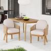 Christopher Knight Home Grotta Acacia Wood Patio Dining Chairs Set of 2, Wooden Outdoor Dining Armchair Set with Removable Cushions, Outdoor Kitchen Side Chair with Woven Rope, Teak+Beige