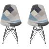 Christopher Knight Home Jorine Dining Chairs Set of 2, Upholstered Dining Chairs, Bohemian Style Accent Chair, Iron Frame Chromed Legs, Geometric Pattern Backrest Chair, Curved Back Design, Colorful