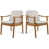 Christopher Knight Home Kiara Set of 2 Outdoor Dining Chairs, Acacia Wood Patio Dining Room Chair with Waterproof Cushions, PE Wicker Accent Chair Set, Comfy Poolside Kitchen Chairs, Teak + Grey(Teak + Grey)
