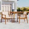 Christopher Knight Home Kiara Set of 2 Outdoor Dining Chairs, Acacia Wood Patio Dining Room Chair with Waterproof Cushions, PE Wicker Accent Chair Set, Comfy Poolside Kitchen Chairs, Teak + Grey(Teak + Beige)