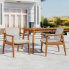Christopher Knight Home Kiara Set of 2 Outdoor Dining Chairs, Acacia Wood Patio Dining Room Chair with Waterproof Cushions, PE Wicker Accent Chair Set, Comfy Poolside Kitchen Chairs, Teak + Grey(Teak + Grey)