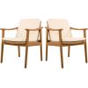 Christopher Knight Home Kiara Set of 2 Outdoor Dining Chairs, Acacia Wood Patio Dining Room Chair with Waterproof Cushions, PE Wicker Accent Chair Set, Comfy Poolside Kitchen Chairs, Teak + Grey(Teak + Beige)