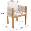 Christopher Knight Home Levi Set of 2 Outdoor Dining Chairs, Acacia Wood Patio Dining Room Chair with Waterproof Cushions, Rope-Wrapped Accents, Comfy Poolside Kitchen Chairs, Teak + Grey(Teak+light Beige)