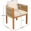 Christopher Knight Home Levi Set of 2 Outdoor Dining Chairs, Acacia Wood Patio Dining Room Chair with Waterproof Cushions, Rope-Wrapped Accents, Comfy Poolside Kitchen Chairs, Teak + Grey(Teak + Beige)