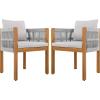 Christopher Knight Home Levi Set of 2 Outdoor Dining Chairs, Acacia Wood Patio Dining Room Chair with Waterproof Cushions, Rope-Wrapped Accents, Comfy Poolside Kitchen Chairs, Teak + Grey(Teak + Grey)