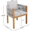 Christopher Knight Home Levi Set of 2 Outdoor Dining Chairs, Acacia Wood Patio Dining Room Chair with Waterproof Cushions, Rope-Wrapped Accents, Comfy Poolside Kitchen Chairs, Teak + Grey(Teak + Grey)