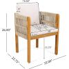 Christopher Knight Home Levi Set of 2 Outdoor Dining Chairs, Acacia Wood Patio Dining Room Chair with Waterproof Cushions, Rope-Wrapped Accents, Comfy Poolside Kitchen Chairs, Teak + Grey(Teak+brown+beige)