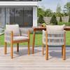 Christopher Knight Home Levi Set of 2 Outdoor Dining Chairs, Acacia Wood Patio Dining Room Chair with Waterproof Cushions, Rope-Wrapped Accents, Comfy Poolside Kitchen Chairs, Teak + Grey(Teak+light Beige)
