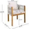 Christopher Knight Home Levi Set of 2 Outdoor Dining Chairs, Acacia Wood Patio Dining Room Chair with Waterproof Cushions, Rope-Wrapped Accents, Comfy Poolside Kitchen Chairs, Teak + Grey(Teak+grey+beige)