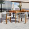Christopher Knight Home Levi Set of 2 Outdoor Dining Chairs, Acacia Wood Patio Dining Room Chair with Waterproof Cushions, Rope-Wrapped Accents, Comfy Poolside Kitchen Chairs, Teak + Grey(Teak + Grey)