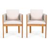 Christopher Knight Home Levi Set of 2 Outdoor Dining Chairs, Acacia Wood Patio Dining Room Chair with Waterproof Cushions, Rope-Wrapped Accents, Comfy Poolside Kitchen Chairs, Teak + Grey(Teak+light Beige)