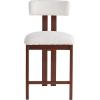 Christopher Knight Home Marin Modern Upholstered Counter Stool Set of 2, Armless Counter Height Bar Stool Set of 2 with Metal Frame, Fabric Bar Stool with Footrest for Kitchen Island, Natural+White(Walnut+white)