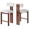 Christopher Knight Home Marin Modern Upholstered Counter Stool Set of 2, Armless Counter Height Bar Stool Set of 2 with Metal Frame, Fabric Bar Stool with Footrest for Kitchen Island, Natural+White(Walnut+white)
