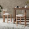 Christopher Knight Home Marin Modern Upholstered Counter Stool Set of 2, Armless Counter Height Bar Stool Set of 2 with Metal Frame, Fabric Bar Stool with Footrest for Kitchen Island, Natural+White(Natural+white)