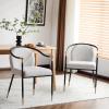 Christopher Knight Home Paula Dining Chairs Set of 2, Modern Dining Chair with Fabric Upholstery, Durable Iron Frame Kitchen Chairs with Armrest, Extra Seat for Dining Room, Black + Grey(Black + Beige)