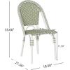 Christopher Knight Home Philomena Outdoor French Bistro Chairs Set of 2, Aluminum Patio Dining Chairs Set of 2, PE Rattan Patio Furniture Amrless Accent Chair for Garden/Backyard/Balcony, Green+White