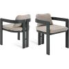 Christopher Knight Home Pula Patio Dining Chairs Set of 2, Aluminum Outdoor Dining Room Chair Set with Removable Seat and Back Cushion, Metal Barrel Chair for Poolside Outdoor Dinner, Black+Gray(Black+beige)