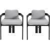 Christopher Knight Home Pula Patio Dining Chairs Set of 2, Aluminum Outdoor Dining Room Chair Set with Removable Seat and Back Cushion, Metal Barrel Chair for Poolside Outdoor Dinner, Black+Gray(Black+gray)