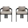 Christopher Knight Home Pula Patio Dining Chairs Set of 2, Aluminum Outdoor Dining Room Chair Set with Removable Seat and Back Cushion, Metal Barrel Chair for Poolside Outdoor Dinner, Black+Gray(Black+beige)